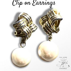 Bundle 3 for $15 Clip on Drop Earrings With Faux Pearl